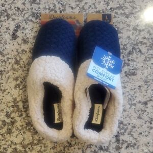 Dearfoams Navy and Cream Slippers